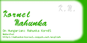 kornel mahunka business card